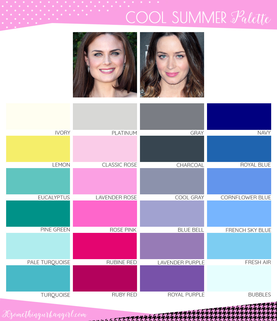 Best colors for Cool Summer seasonal color women; Cool Summer color palette