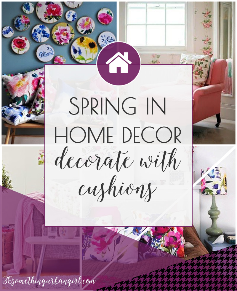 Spring home decoration ideas with floral print cushions