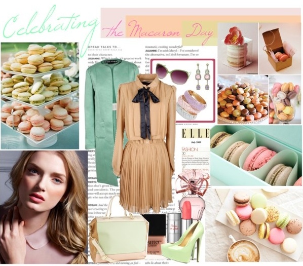 Romantic outfit with beige dress and mint coat