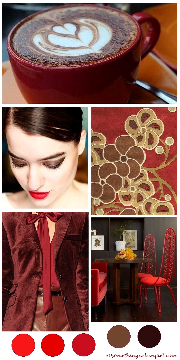 soft and warm, red and brown color palette