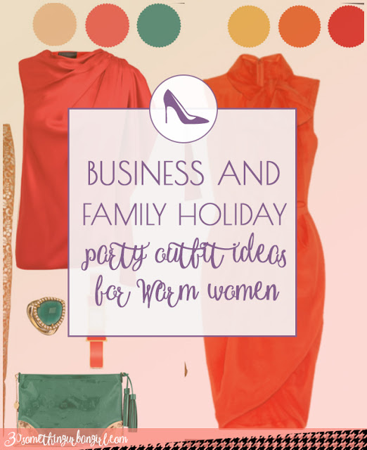 Business and family holiday party outfit ideas for Warm Spring and Warm Autumn women