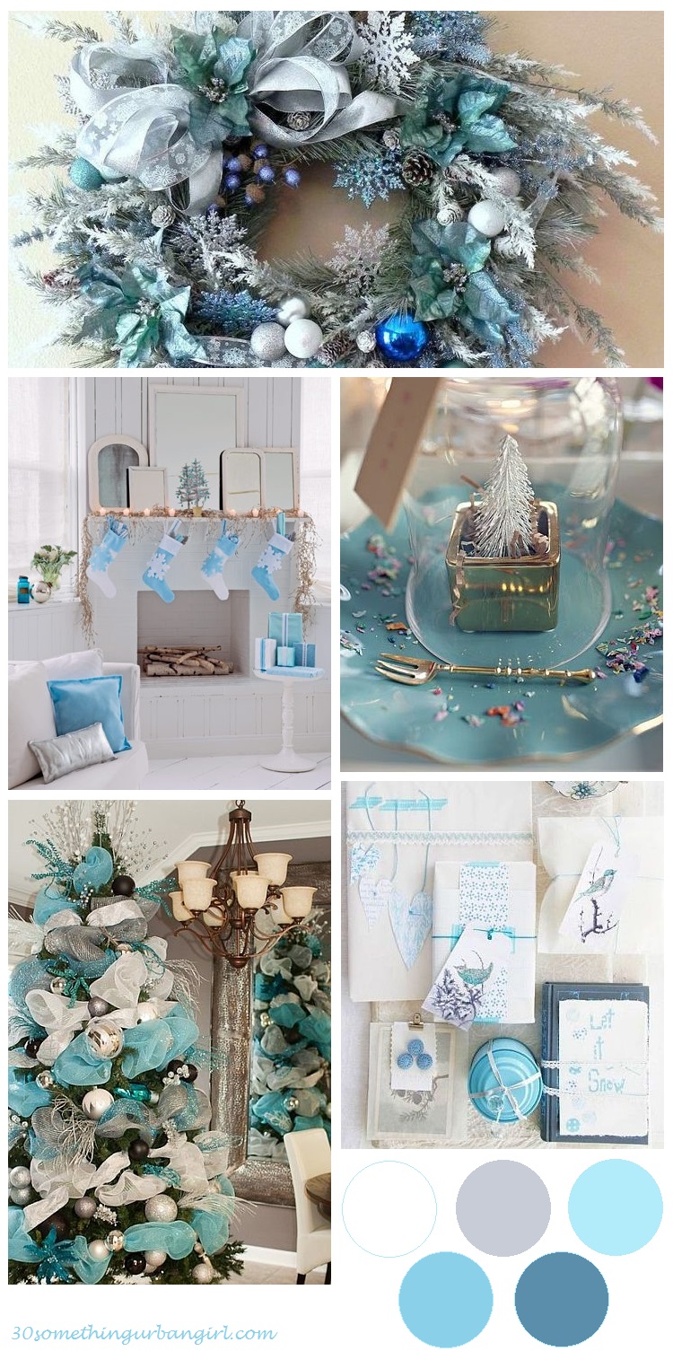 eautiful Christmas color palette idea: mint, turquoise, white and silver