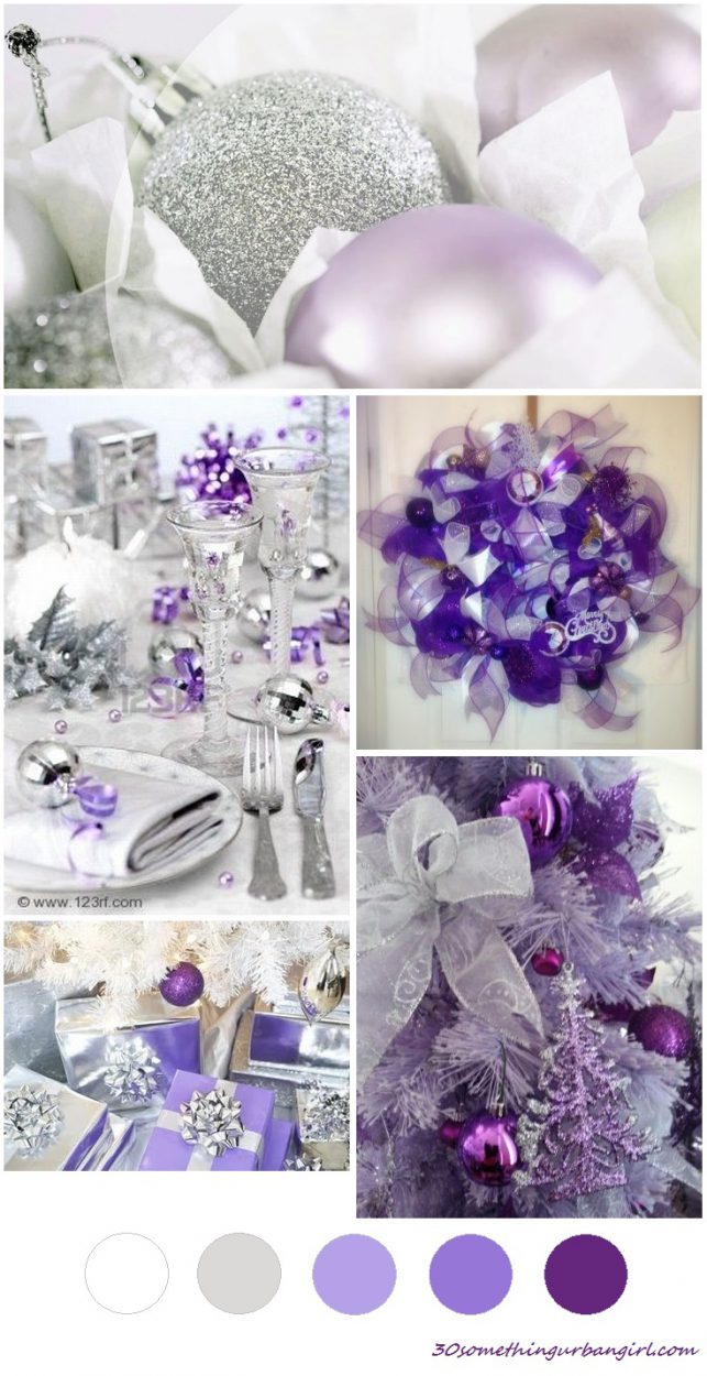 soft and beautiful Christmas color palette - lilac, purple, silver and white