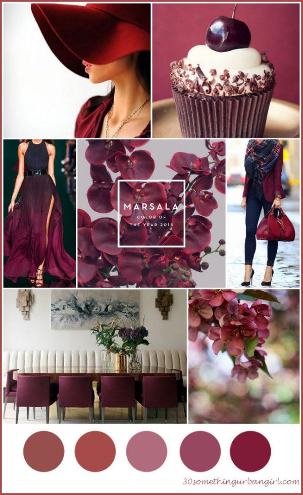Color palette with the 2015 color of the year, Marsala