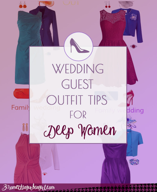 Wedding guest outfit ideas for Deep Autumn and Deep Winter women