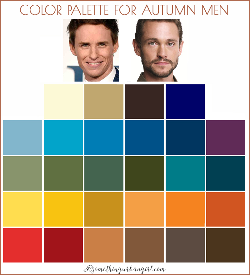 Color palette for Autumn seasonal color men