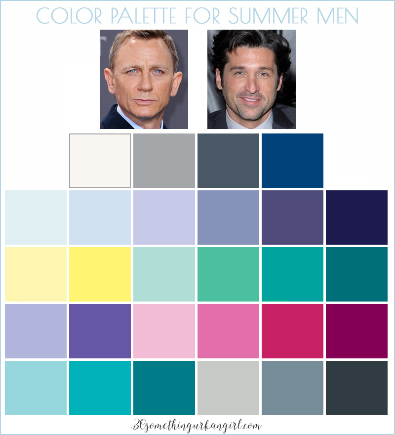 Color palette for Summer seasonal color men
