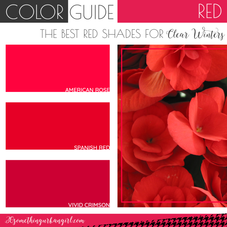 The best red color shades for Clear Winter seasonal color women on 30somethingurbangirl.com